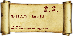 Mallár Harald névjegykártya